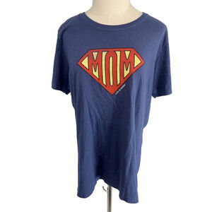 Life Is Good Super Mom Womens Blue Crusher Tee T-Shirt Size Large
